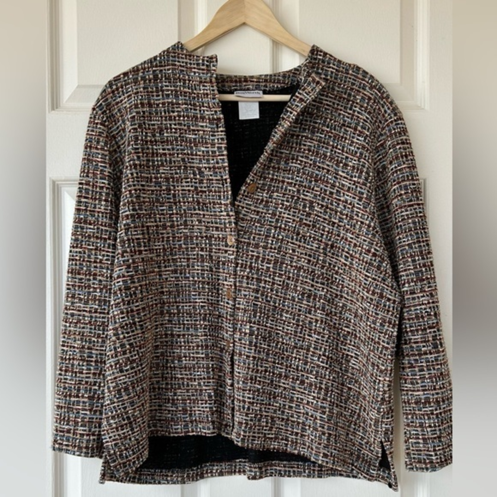 BonWorth Boucle Style Jacket Metallic Gold Thread Med Petite
